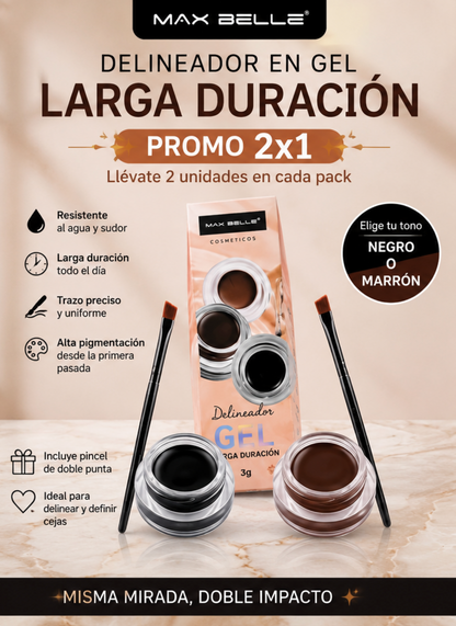 DELINEADOR GEL LARGA DURACION PACK 2X1